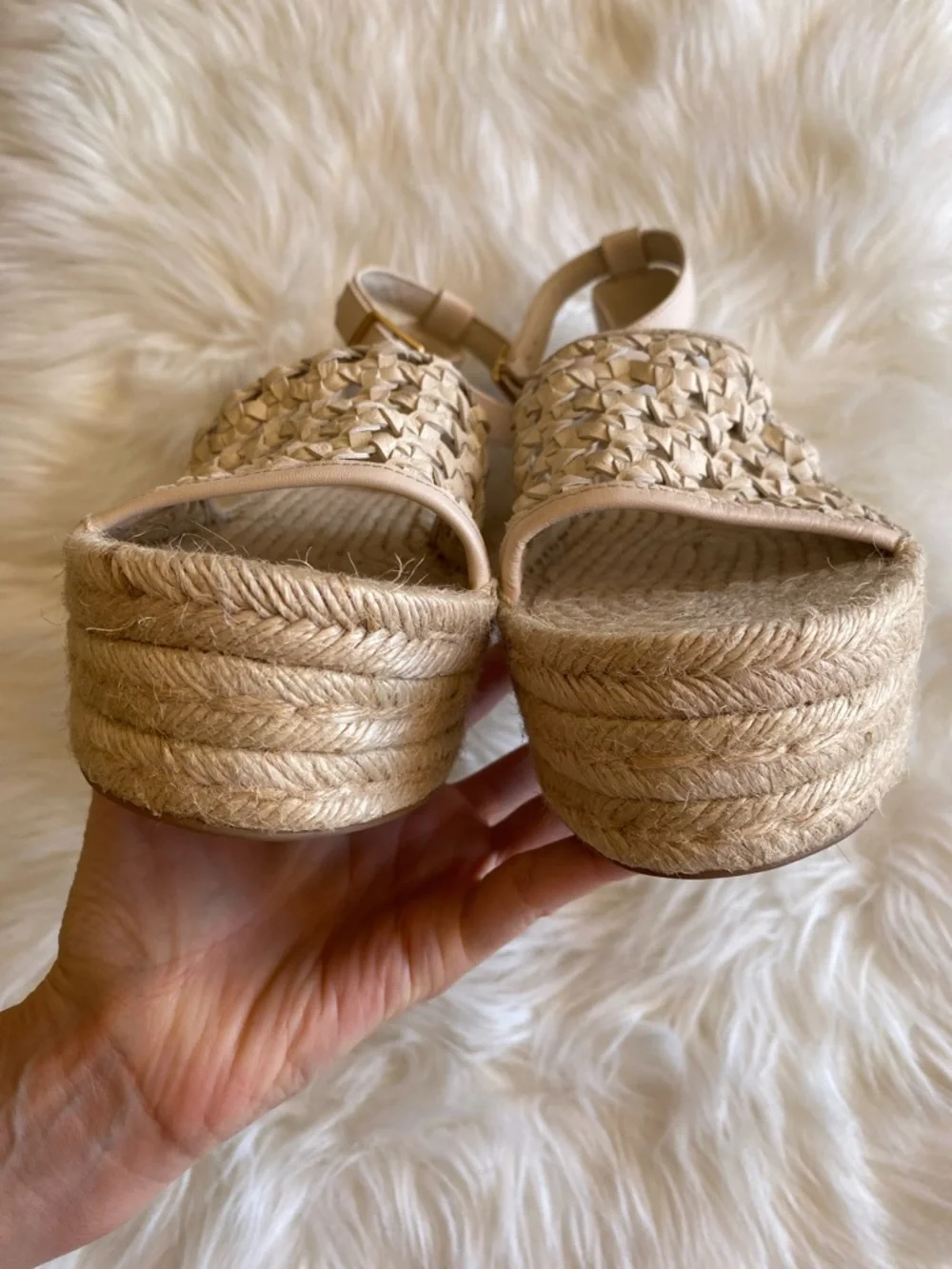NEW Tory Burch Basket-Weave Espadrille Wedge Wedges Espadrilles Heels Size 11